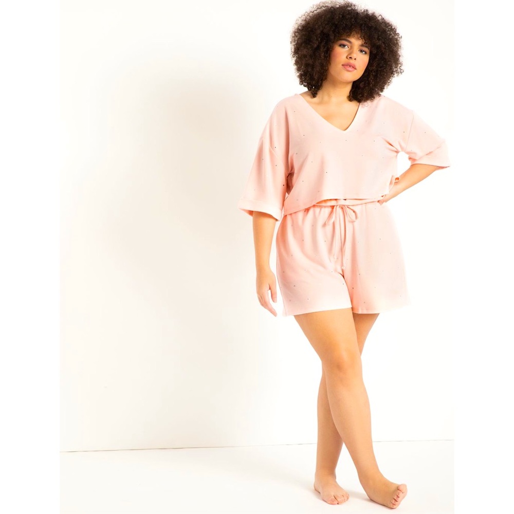 NWT ELOQUII embellished peach short set 14/16